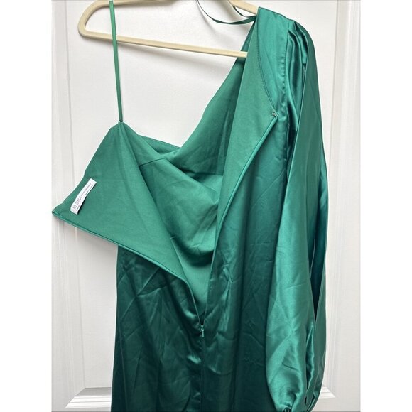 Mac Duggal Size 8 Green 26588 Satin One Shoulder Formal Evening Dress Gown Prom - Picture 9 of 11